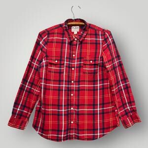 Old Navy Plaid Flannel Button Down Women's Size Medium Red Blue 100% Cotton